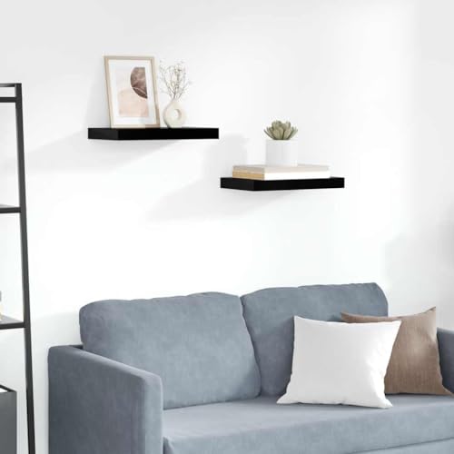 2-Pack Black Floating Shelves 15.7"x9.1", MDF Honeycomb 11 lbs, Mount Hardware, Living Room Bedroom Office - color: Black, size: 15.7 x 9.1 in