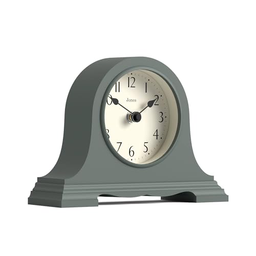 JONES CLOCKS® Speakeasy Small Mantel Clock | Classic Napoleon’s hat Design | Green | Contemporary Classic Style for Desk, Table, Shelf or Bedside - color: Asparagus Green