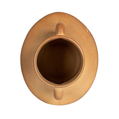 Bloomingville Round Stoneware Vase with Reactive Glaze Finish and Vertical Handles, Terra Cotta - color: Terra Cotta Color