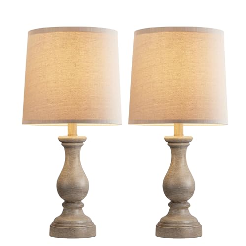 22" Farmhouse Table Lamps Set of 2, Rustic Bedside Lamps for Bedroom - color: F. Wood Painted