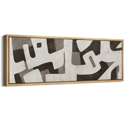 MUDECOR Large Framed Canvas Print Wall Art Abstract Geometrics Monochromatic Shapes Illustrations Antique Retro Fine Art Illustrations Decorative Colorful for Bedroom - 60"x20" - color: A06-2402-na22, size: 60"L x 20"W