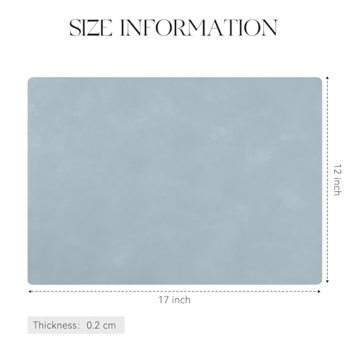 MOSAYT Vinyl Faux Leather Placemats, Set of 6, Light Grayish Blue - color: Light Grayish Blue