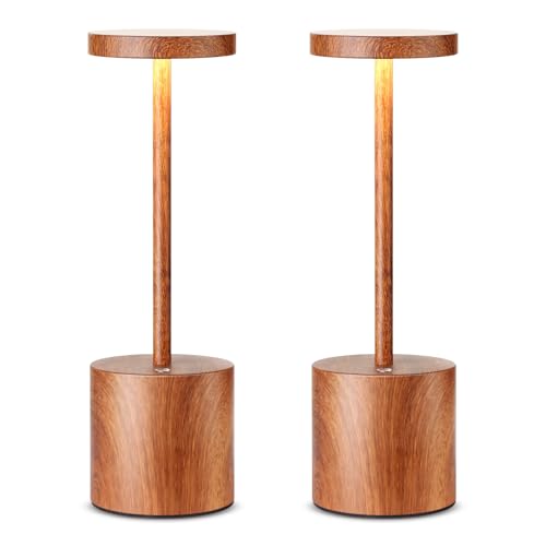 Cordless Table Lamp Rechargeable,Battery Powered LED Outdoor Table Light - color: 1 Pack Wood