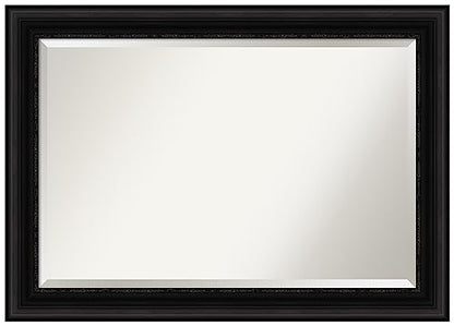 Amanti Art 오버 싱크대용 블랙 욕실 거울, 76.2 x 106.7cm(30 x 42인치) 팔러 블랙 직사각형 화장대 거울, 대형 전통 프레임, 수평 및 수직으로 걸 수 있음, 욕실 벽 장식, 경사진 가장자리 - color: 팔러 블랙, size: 42"L x 30"W