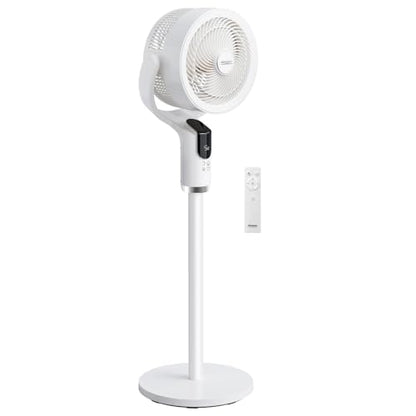 ROVSUN Standing Fan for Bedroom, 90°+90°Omni-directional Oscillating Fan, 43" Air Circulator, Pedestal & Tabletop Fan with Adjustable Height, Remote, LED Display, 8-Speed and 9H Timer, White - color: White-43"
