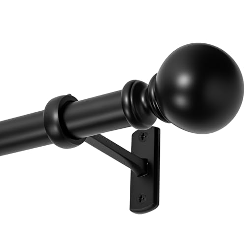 Heavy Duty 1 Inch Adjustable Curtain Rod for Windows & Room Dividers - Steel Construction, 50 lb Weight Capacity, Indoor/Outdoor Use, 30-168 Inch Matte Black - size: 30" - 168"