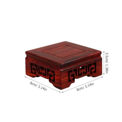 Wooden Vase Display Stand Solid Redwood Square Base Handicraft Wood Riser for Flower Pots and Buddha Statues Desktop Home Décor Pedestal