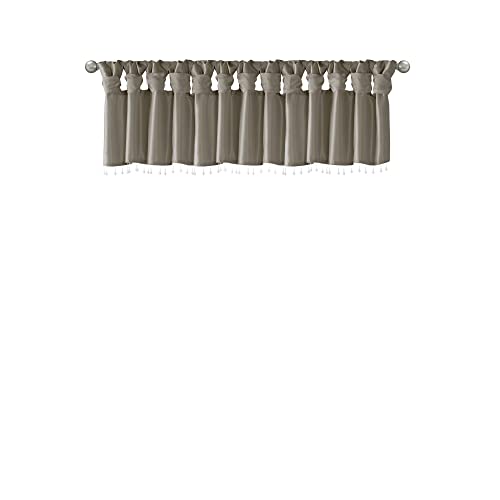 Madison Park Faux Silk Valances for Windows with Beads, 50x26 Pewter - color: Pewter, size: 50"W x 26"L (Pack of 1), style: Valance