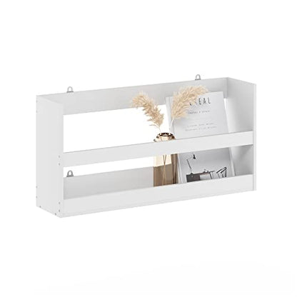 Furinno HERMITE Floating Nursery Book Shelves for Wall, White - color: White, size: Rectangle, Set of 1