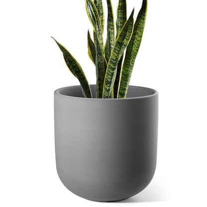 LE TAUCI 10 Inch Plant Pot, Ceramic Pots for Plants, Charcoal Gray - color: Charcoal Gray, size: 10"