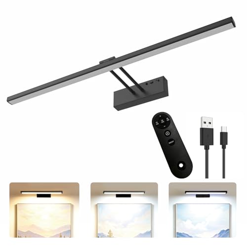 24" Wireless Picture Light, Dimmable Rechargeable Wall Light for Artwork