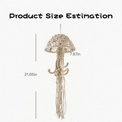 Macramé Wall Hanging, Rope-Woven Jellyfish Decor, Dream Catchers, Creative Wall Decor Accents (White)
