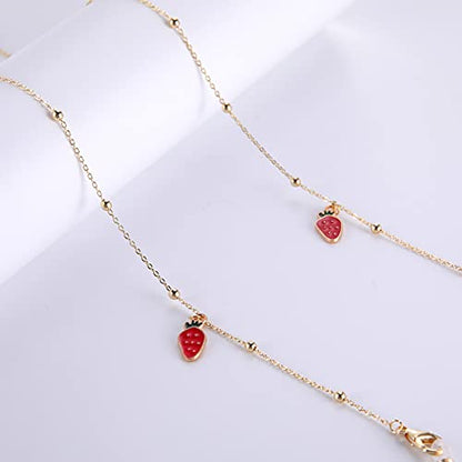 LIKGREAT Eyeglass Chain for Women Face Mask Link Chains Sunglass Strap Holder KC Gold Plated - color: Strawberry