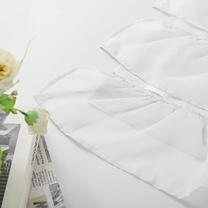 PearAge Ruffled Voile Semi Sheer Curtain Valance, Kitchen Living Room Shabby Chic Ruffle Valance Curtains, Girls Daughters Bedroom Cascade Window Valance 52x26 Inches (White-Triangle) - color: White