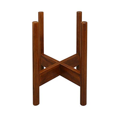 Casual Home Mid-Century Modern Wood Plant Display Stand, Fit Up to 10", Plant and Pot NOT Included - Antique Mahogany, 107-329