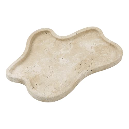 Talian Travertine Tray, 11"X8" Vanity Decorative Marble Tray - color: Beige Travertine