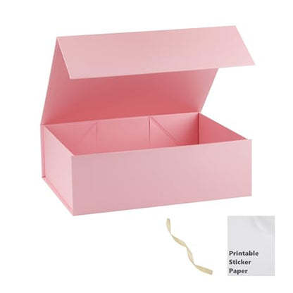 Pink Gift Box,10x7.3x3.5 Gift Boxes With Lids For Presents Includes Ribbon And Diy Printable Sticker Paper,Bridesmaid Proposal Box,Magnetic Gift Box For Birthday,Wedding,Graduation - color: 10x7.3x3.5inch-Pink-Pack 1