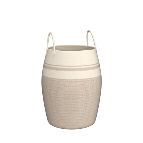 OIAHOMY 105L Laundry Hamper Woven Cotton Rope Large Clothes Hamper Brown - color: Yellow variegated