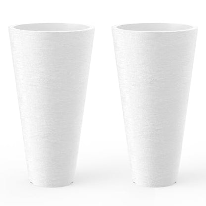 Kante Set of 2 White Plastic Round Planters 29" Tall Home & Outdoor - color: White, size: 29" H