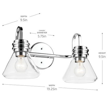 Kichler Farum 2-Light Bathroom Vanity Light, Chrome - color: Chrome, size: 2 Light, style: Clear Glass
