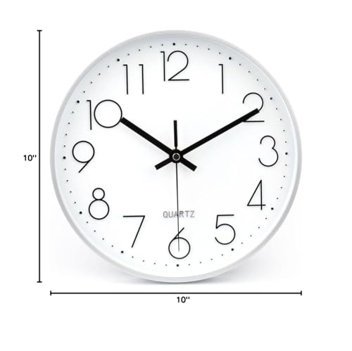 jomparis 10 Inch Silver Wall Clock Battery Operated Silent & Non-Ticking Wall Clock for Home Office Bathroom - color: 1 Pack - Silver, size: 10 Inch