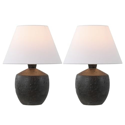 JONATHAN Y Myron 18" Concrete Effect Table Lamp, Black, Set of 2 - color: Black