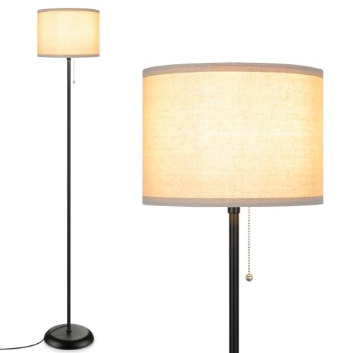 FOLKSMATE Floor Lamp for Living Room Modern Minimalist Tall Black - color: Linen