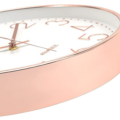 Foxtop 30.5cm(12인치) 모던 벽시계 무소음 배터리 작동 로즈 골드 시계 - color: 로즈 골드., size: 12인치