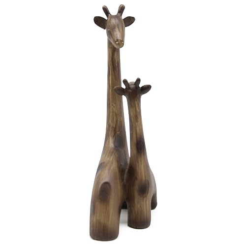 Lukitas Giraffes Statue Decor, Mom-and-Baby Giraffe Sculpture, Resin 11''