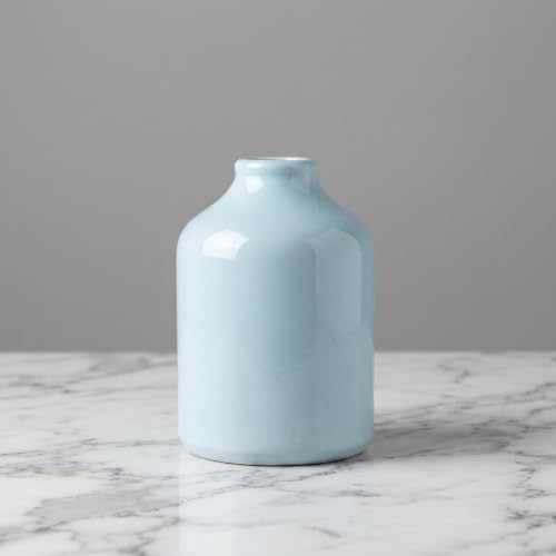 Sunddo Blue Ceramic Vase, 7 Inch，Modern - color: Light Blue, size: 7 inch