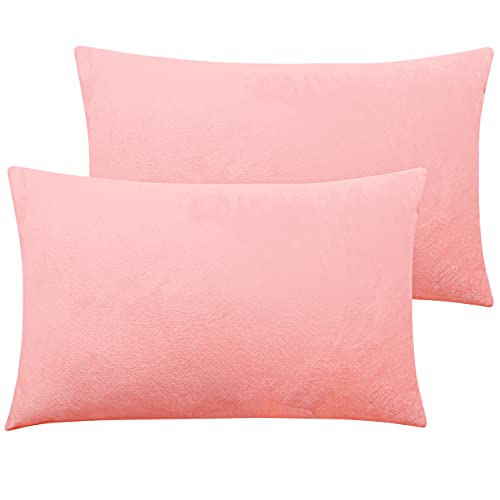 NTBAY Toddler Velvet Pillowcases, Set of 2, Zipper, Light Pink - color: Light Pink, size: 18" x 13" (Pack of 2)