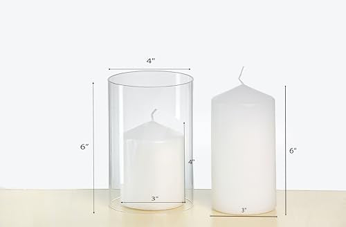 CYS EXCEL 2 PCS (H:6" D:4") Open Ended Clear Glass Hurricane Candleholder Tube Lamp Shade Open Flame Candlestick Holder Chimney Tube Cover Bottomless Cylinder - size: 4" wide x 6" tall