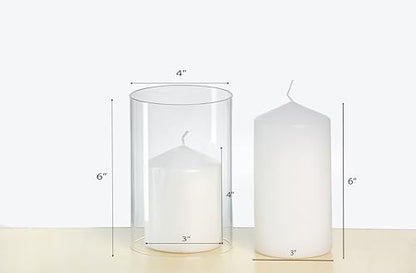 CYS EXCEL 2 PCS (H:6" D:4") Open Ended Clear Glass Hurricane Candleholder Tube Lamp Shade Open Flame Candlestick Holder Chimney Tube Cover Bottomless Cylinder - size: 4" wide x 6" tall