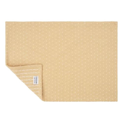 Cotton Placemats Set of 6-13x19 Inch, Diamond Quilted Place Mats, Durable & Elegant for Dining Table, Wedding, Restaurant, Machine Washable, Oeko-TEX Certified - Beige - color: Beige - Diamond Quilted