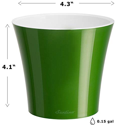Santino Self Watering Planter Arte 4.3 Inch Green-Gold/White Indoor Flower Pot for All House Plants, Flowers, Herbs, Succulents - color: Green-gold/White, size: 4.3-Inch
