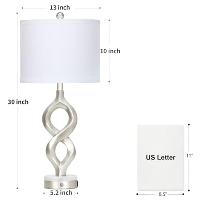 Cinyirong 30" Tall Silver Sculptural Table Lamp for Living Room & Bedroom - color: Silver (1 Pack)