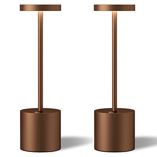 TBBGA LED Cordless Table Lamps Set of 2, 5000mAh Rechargeable Table Light - color: Brown2