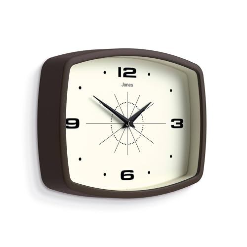 JONES CLOCKS® Movie wall Clock | Rectangular Retro Clock | 10" | Brown - color: Mocha Brown
