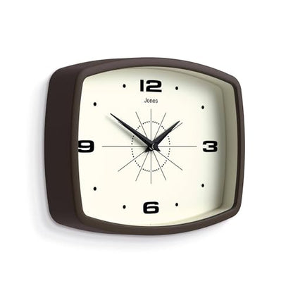 JONES CLOCKS® Movie wall Clock | Rectangular Retro Clock | 10" | Brown - color: Mocha Brown
