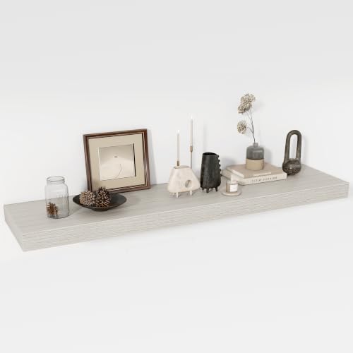 Acovy 48 Inch Floating Shelves, 12" Deep Floating Shelf Wall Mounted, 48" Wall Shelves, Rustic Deep Bookshelf, Extra Deeper & Thicker Display Shelves for Bedroom, Living Room, Set of 1 - color: Grey, size: 12"Wx48"L-1pc
