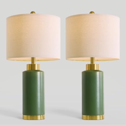 USumkky 25'' Ceramic Table Lamps Set of 2 for Bedroom Living Room Green - color: 25" Green-2 Pack