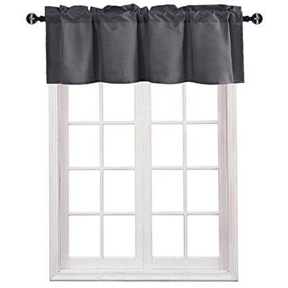 JIUZHEN Dark Grey Valance Curtains for Window 1 Panel, 42 x 12 Inches - color: Dark Grey, size: 42"W x 12"L (Pack of 1)