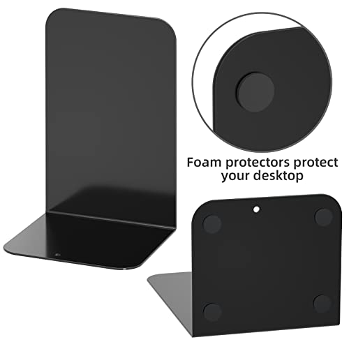 VFINE Bookends 4 Pairs, Black Metal Book Ends, Bookends for Shelves, Book Stopper for Heavy Books, Book Dividers for Home Office School Supplies - color: Black 4 Pairs Bookends