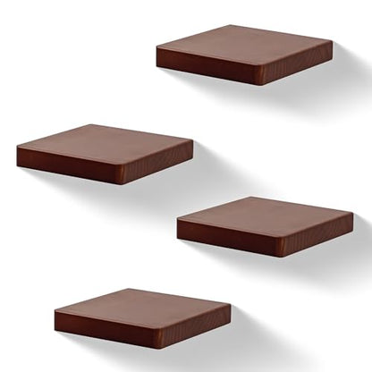 Small Floating Shelves for Wall Set of 4, 6 Inch Square Shelves,Dark Walnut - color: Dark Walnut, size: 6 Inch-4 Pcs