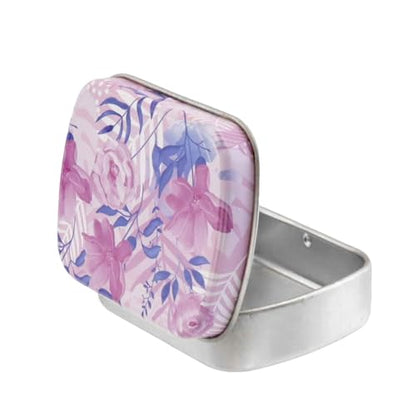 4pcs Purple Flower Empty Hinged Tin Box Metal Storage Box - color: Purple Flower