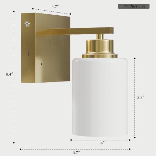 Wireless Battery Operated Wall Sconce Set of Two, Modern, White Glass, Gold | Dimmable, Easy Install Rechargeable Wall Lights with Timer Remote for Living Room Bedroom, Emergency 3000K - color: Gold(White Lampshades)