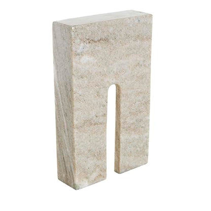 deco 79 Marble Geometric Decorative Sculpture Rectangular Home Decor Statue with Arched Groove Interior, Accent Figurine 6" x 2" x 11", Beige