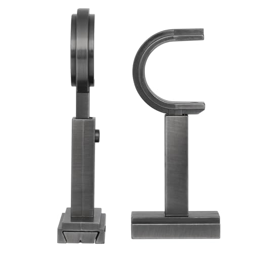 BlastHome® Luxury Adjustable Curtain Rod Brackets, Gunmetal/Pewter - color: Gunmetal/Pewter
