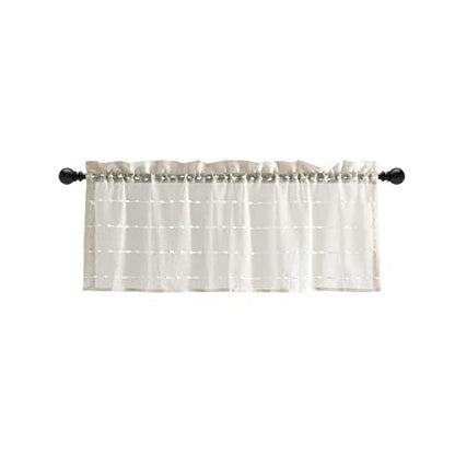 Lush Decor Farmhouse Textured Sheer Window Curtain Valance, 52"W x18"L, Beige - color: Beige