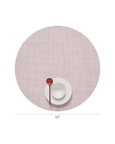 Chilewich Mini Basketweave Placemats, Round Woven Placemats Set of 4 - color: Blush, size: 15" Round